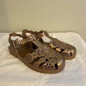 BRAND NEW Melissa x Viktor & Rolf gold floral possession sandals